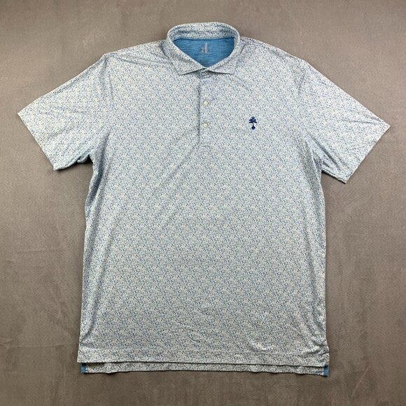 Johnnie-O Mens Shirt Large Blue Polo I Never Slice Featherweight UPF50 Groundhog - Picture 1 of 9